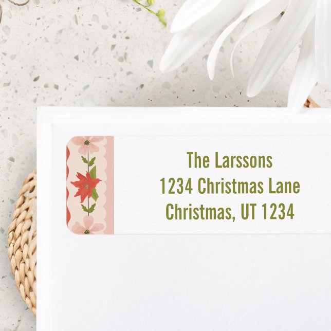 Pink Poinsettia Rücksendeadresse (Pink Poinsettia Return Address Label)