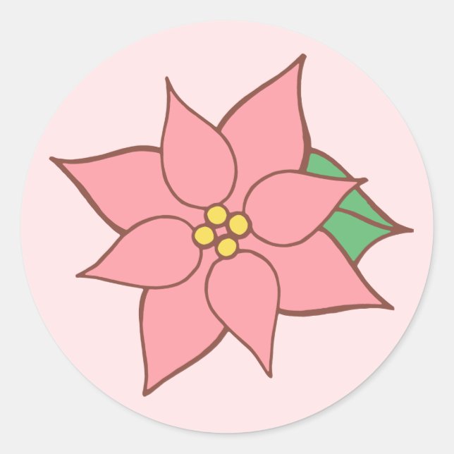Pink Poinsettia Stickers (Vorderseite)