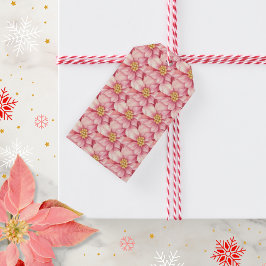 Pink Poinsettia Weihnachten Geschenkanhänger