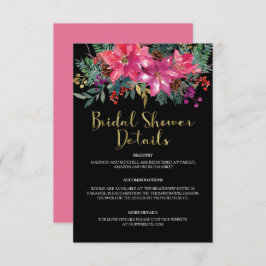 Pink Poinsettia Weihnachts-Brautparty Begleitkarte