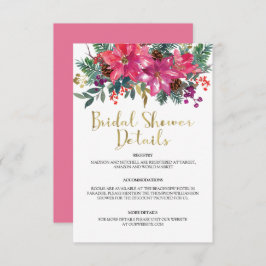 Pink Poinsettia Weihnachts-Brautparty Begleitkarte