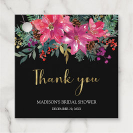 Pink Poinsettia Weihnachts-Brautparty Geschenkanhänger