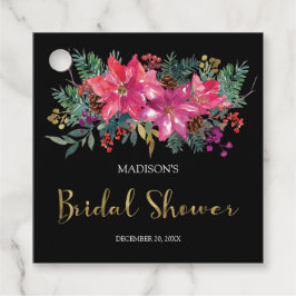 Pink Poinsettia Weihnachts-Brautparty Geschenkanhänger