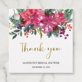 Pink Poinsettia Weihnachts-Brautparty Geschenkanhänger