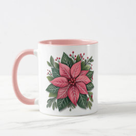 Pink Poinsettia Weihnachtsfeier Tasse mit festlich