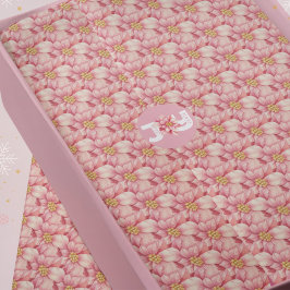 Pink Poinsettia Weihnachtsmuster Seidenpapier