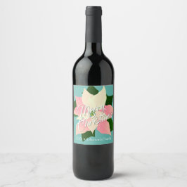 Pink Poinsettia Weinetikett