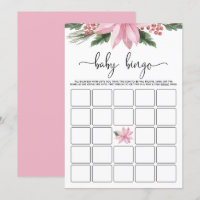 Pink Poinsettia Winter Baby Dusche Bingo Spiel