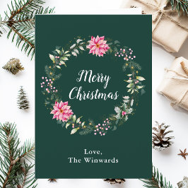 Pink Poinsettia Wreath Frohe Weihnachten