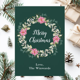 Pink Poinsettia Wreath Frohe Weihnachten