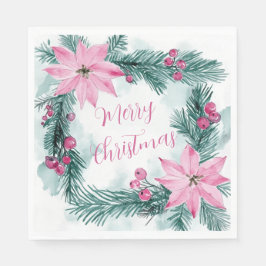 Pink Poinsettias Blumenweihbuch Napkin Serviette