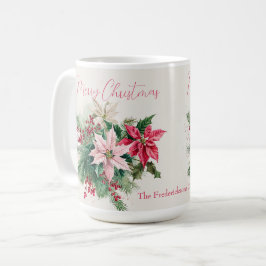 Pink Poinsettias Elegante Weihnachten Kaffeetasse