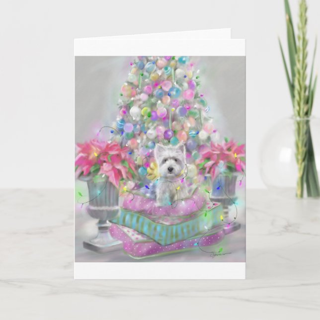 Pink Poinsettias Feiertagskarte (Vorderseite)