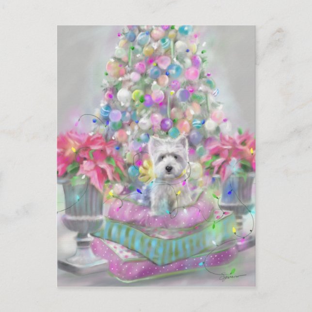 Pink Poinsettias Postkarte (Vorderseite)