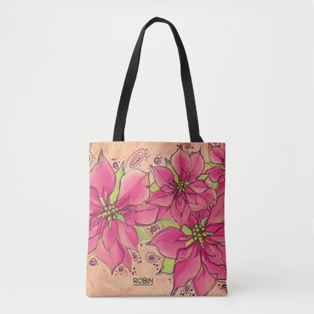 Pink Poinsettias Tote Bag (Vorderseite)