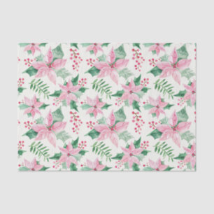 Pink Poinsettias Vintage Weihnachten Seidenpapier