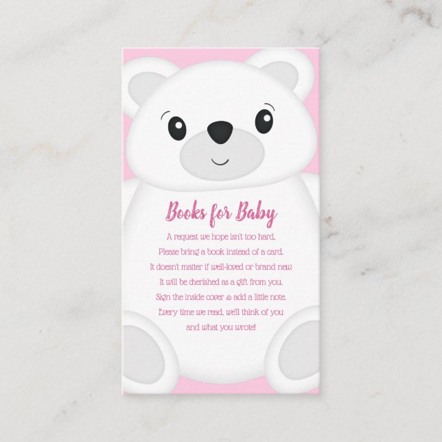 Pink Polar Bear Baby Dusche Begleitkarte (Vorderseite)