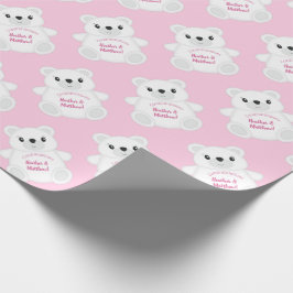 Pink Polar Bear Baby Dusche Geschenkpapier
