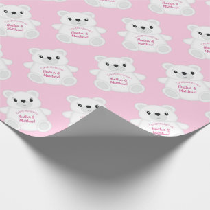 Pink Polar Bear Baby Dusche Geschenkpapier