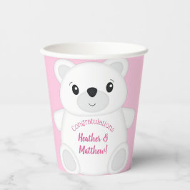 Pink Polar Bear Baby Dusche Pappbecher