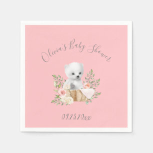 Pink Polar Bear Baby Girl Dusche Napkins Serviette