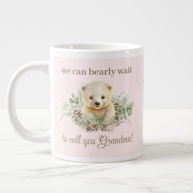 Pink Polar Bear Baby Girl Pregnancy Reveft Geschen Jumbo-Tasse (Links)