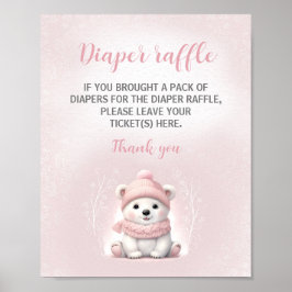 Pink Polar Bear Babydusche Windelwindeln Schild