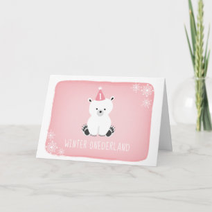 Pink Polar Bear Winter Onederland Erster Geburtsta Einladung