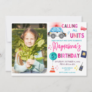 Pink Police girl Birthday Party Einladung