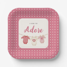 Pink Polka Dot "A Girl to Adore" Baby Shower Pappteller