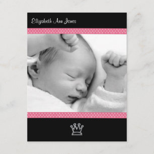 Pink Polka Dot auf Black Baby Girl Ankündigung