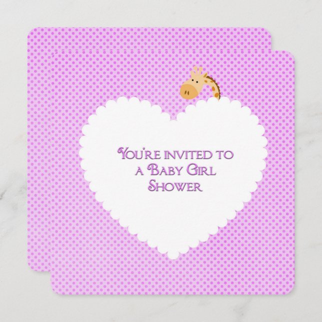 Pink Polka Dot Baby Dusche Einladung (Vorne/Hinten)