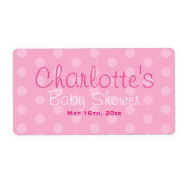 Pink Polka Dot Baby Dusche Wasserflaschen Etikette