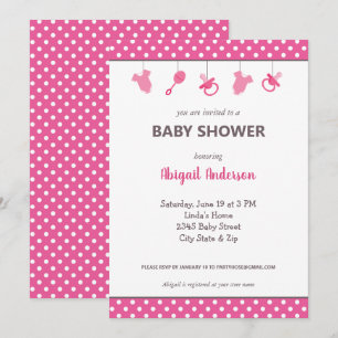 Pink Polka Dot Baby Girl Babydusche Einladung