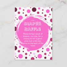 Pink polka dot Baby Shower diaper raffle ticket