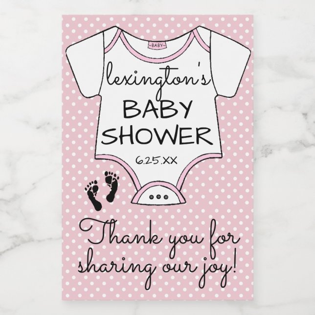 Pink Polka Dot Baby Showgast Gefallen Lebensmitteletikett (Einzelnes Label)