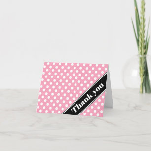 Pink Polka Dot Black Strip Vielen Dank Karten