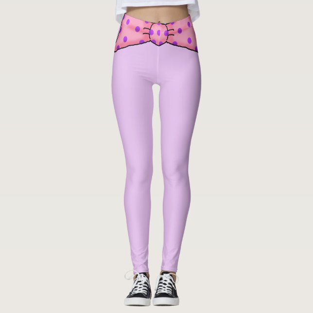 Pink Polka Dot Bow Leggings (Vorderseite)