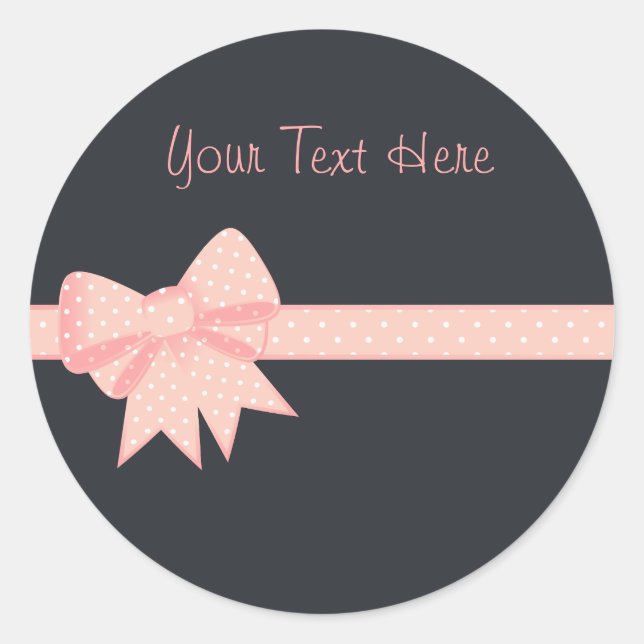 Pink Polka Dot Bow Sitckers Runder Aufkleber (Vorderseite)