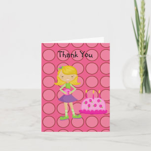 Pink, Polka Dot, Bowling Girl, vielen Dank Dankeskarte
