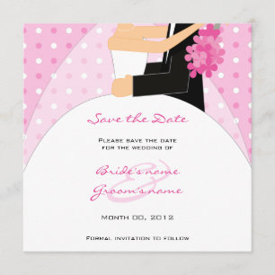 Pink Polka Dot Brie and Groom Save the Date Cards