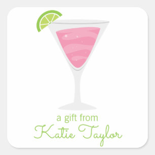 Pink Polka Dot Cocktail Personalisierte Stickers