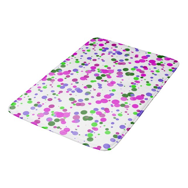 Pink Polka Dot Confetti Badematte (Schrägansicht)