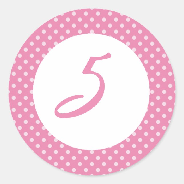 Pink Polka dot Cupcake Topper Runder Aufkleber (Vorderseite)