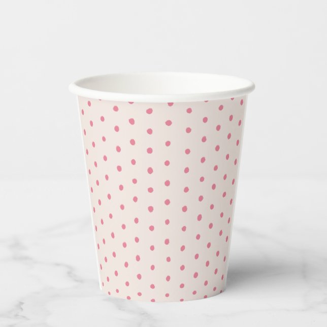 Pink Polka Dot Cups Pappbecher (Vorderseite)