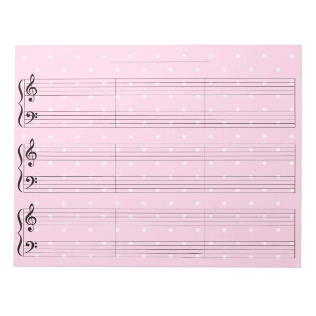 Pink Polka Dot Grand Staff - Piano Musik Notizblock (Vorderseite)