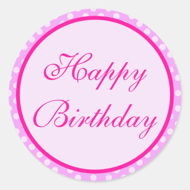 Pink Polka Dot Happy Birthday Sticker (Vorderseite)