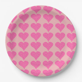 Pink Polka Dot Hearts Pappteller