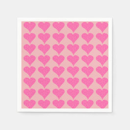 Pink Polka Dot Hearts Serviette