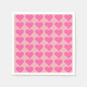 Pink Polka Dot Hearts Serviette